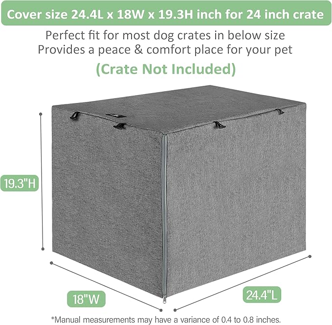 X-ZONE PET Double Door Dog Crate Cover - Polyester Pet Kennel Cover (Fits 24 30 36 42 48 inches Wire Crate) (24 Inch, Grey)