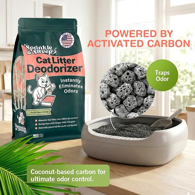 Sprinkle & Sweep: Litter Box Deodorizer - 2 Pack, 8oz Bags - Cat & Kitten Home Odor Neutralizer, Ultra-Absorbent Formula, Non-Toxic, Pet Smell Control