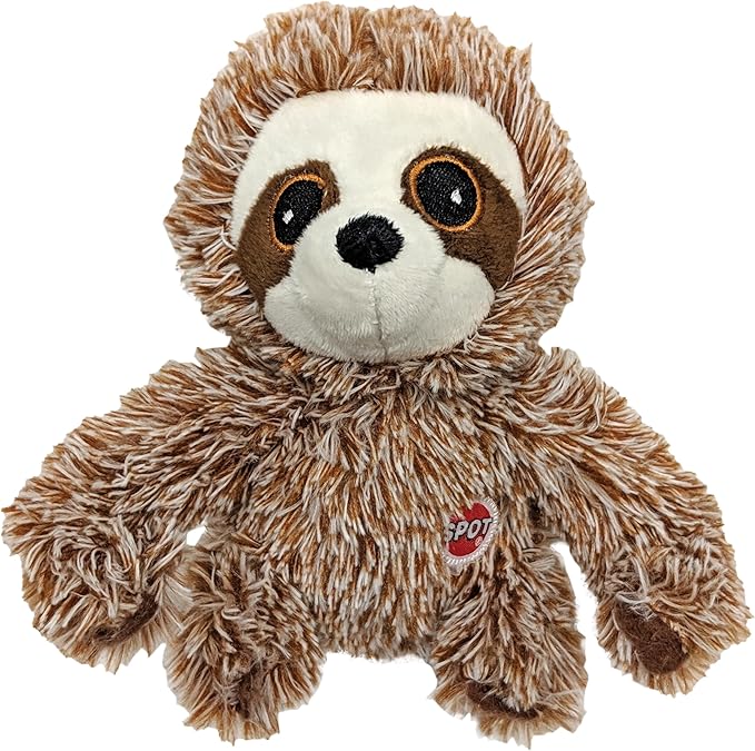 SPOT Fun Sloth Dog Toy - Soft, Stuffed, Squeaky, Plush Fabric Toy for Mini and Small Dogs and Puppies, Enrichment for Light Chewers and Cuddlers, 7in