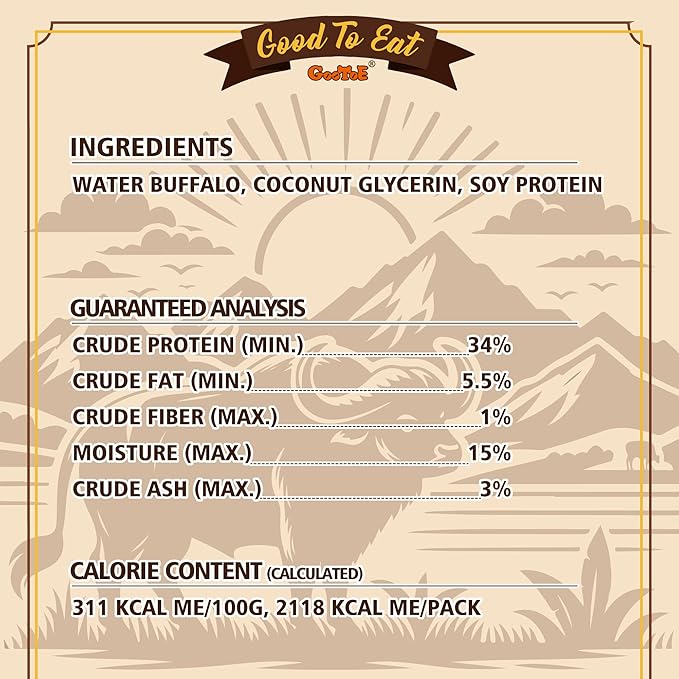 Gootoe Buffalo Dog Treats, Natural Low-Fat Chews for Training & Rewards, Limited Ingredient, Puppy Treats for Small Dogs & Puppies, Buffalo Bites Bone Shaped, 1.5 lb