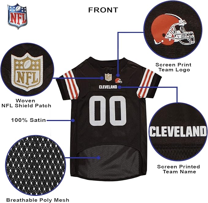 Pets First NFL Cleveland Browns Dog Jersey, Size Large, Football Shirt Costume for Pet, Dog Sports T-Shirt, NFL Team Clothing for Cats, Licensed Pet Apparel Available in 7 Sizes and 32 Teams