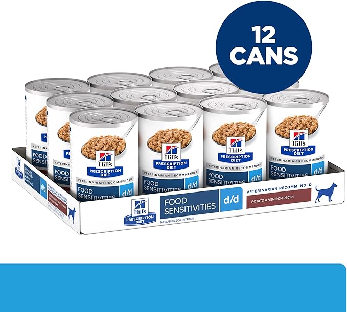 Hill's Prescription Diet d/d Food Sensitivities Wet Dog Food, Potato & Venison, 13 oz. Cans, 12-Pack