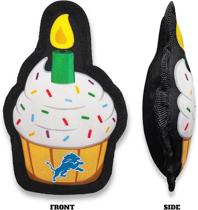 NFL Detroit Lions Dog Birthday Party Set 10pcs with 1 Football Bandana Large/X-Large, 1 Crown Hat, 1 Banner, 1 Birthday Cake Toy & 6 B-Day Balloons, Dog Birthday Set, Costume, Fun Doggie Pawty