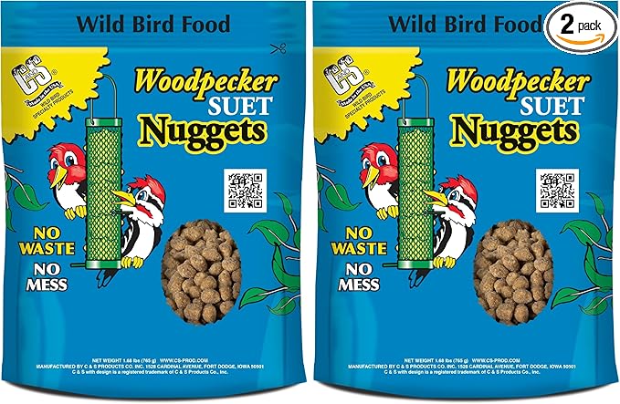 C&S Woodpecker Suet Nuggets Single Packs, 27 oz, None (Pack of 2)