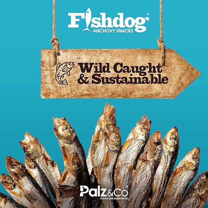 Palz&Co Fishdog Anchovy Snacks, 2.46 oz - Air-Dried Whole Anchovies, Single Ingredient Dog & Cat Treats, Grain-Free Omega-3 Rich Fish Snacks
