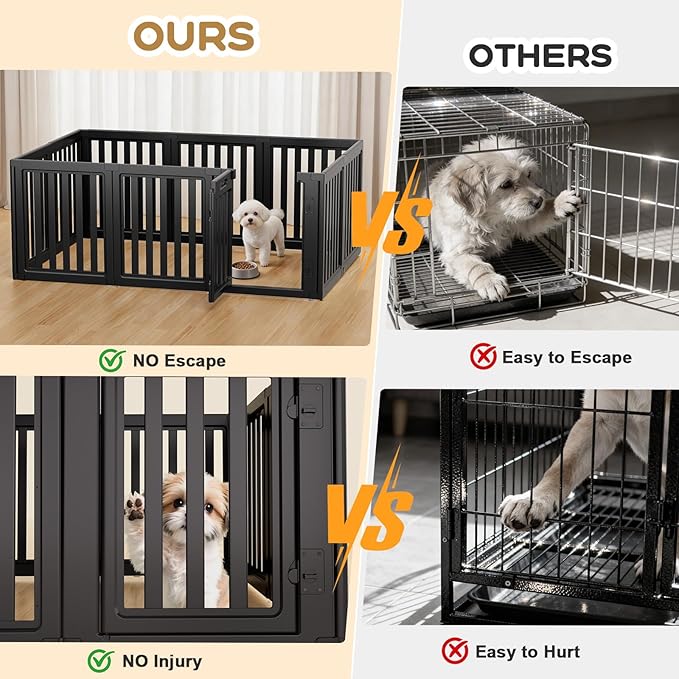 Dog Playpen, Clear Dog Pen, Dog Pen Indoor, Easy to Install and Remove Dog Play Pen, Puppy Playpen Suitable for Dogs, Cats,Dog Playpen Indoor(Black, 23.6 inch Height, 10 Panels)