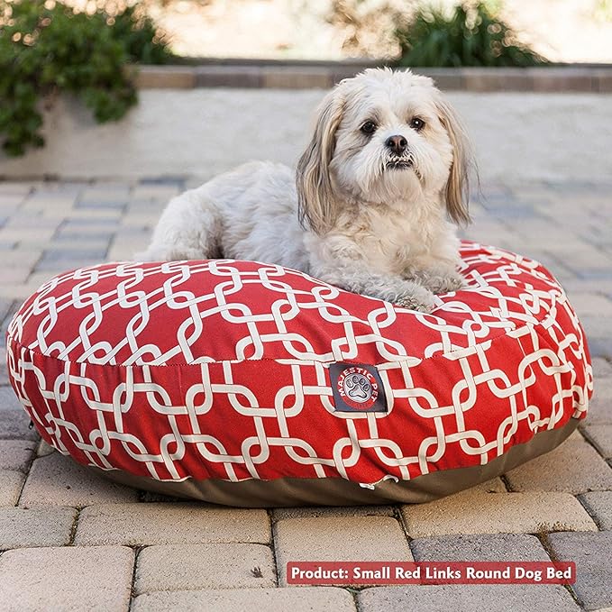 Teal Links Small Round Indoor Outdoor Pet Dog Bed With Removable Washable Cover By Majestic Pet Products