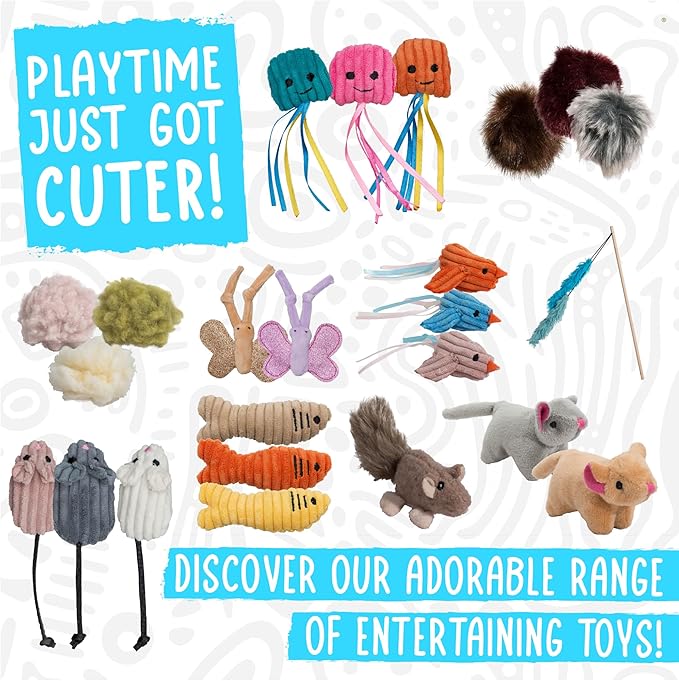 HuggleKats Cat Toys - Kitten Toys for Bored Indoor Cats, Perfect for Moving, Exercise, Biting & Chewing - Dust Bunnies (3 Pack)