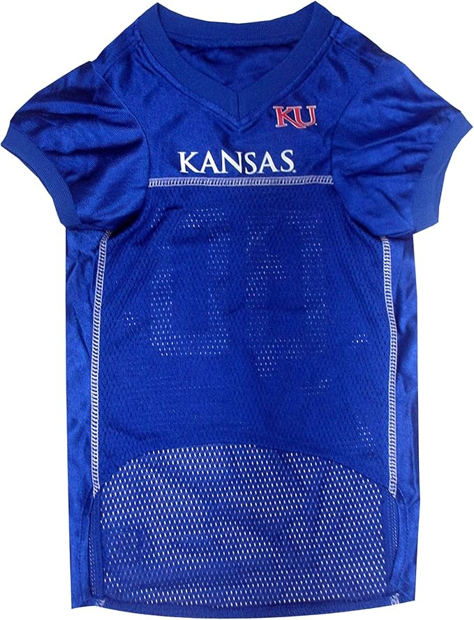 Pets First NCAA College Kansas Jayhawks Mesh Jersey for DOGS & CATS, X-Small.Licensed Dog Jersey with your Favorite Football/Basketball College Team