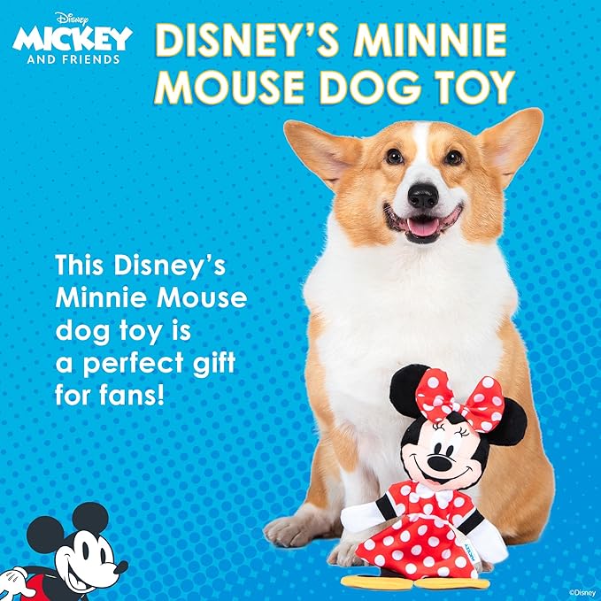 Disney for Pets Minnie Mouse Plush Squeaky with Flattie Crinkle Body Dog Toy 13.5in Dog Toys | Plush Squeaker Toy for Dogs Inspired by Minnie Mouse, Mickey and Friends