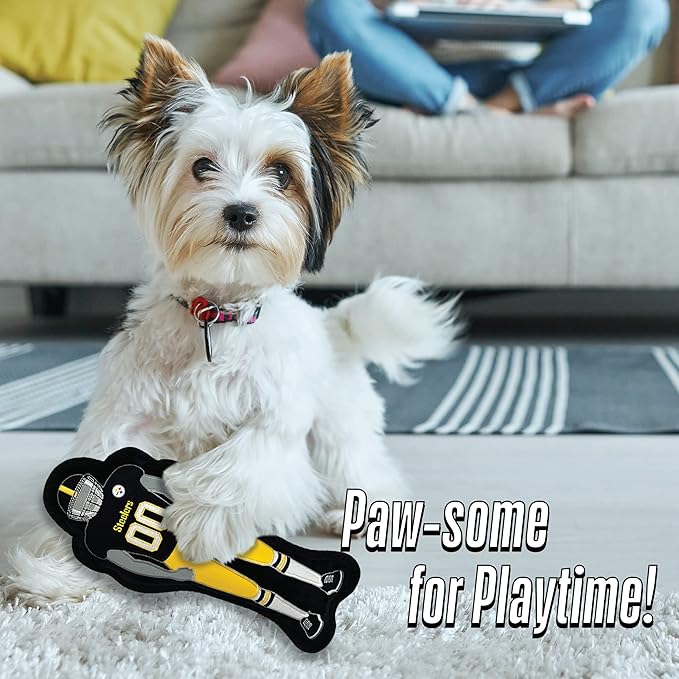 The 1st Ever Tough but Smooth Dog Toy NFL Pittsburgh Steelers Football Athletes Player Tough Pet Toy. A Premium Quality Doggie Toy with Built-in Squeaker. Sports Fans Favorite Chew Toy