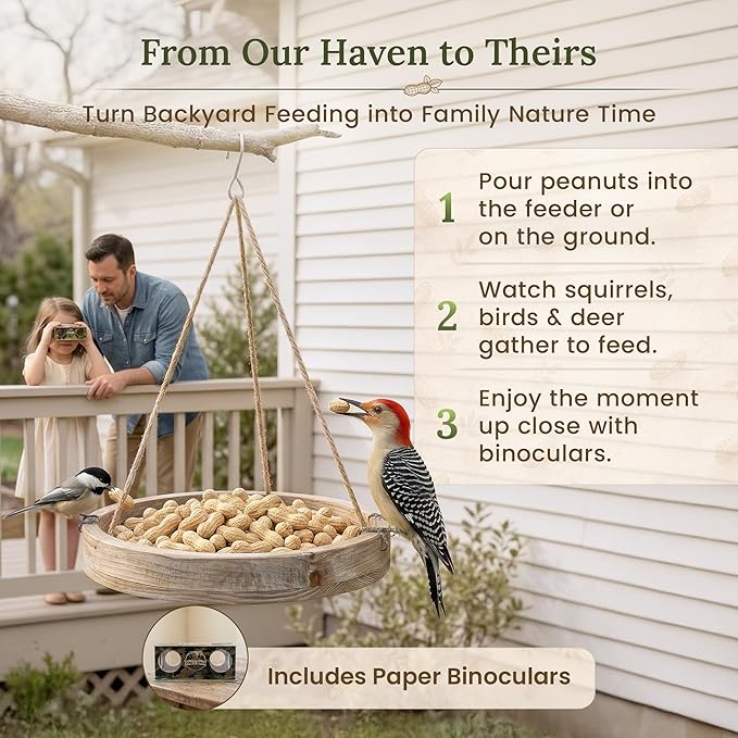 Forest Haven Premium Raw Peanuts for Squirrels – 5LB Bulk Squirrel Food – Unsalted Peanuts in Shell for Birds, Deer & Wildlife – Bonus Binoculars Included - USA Grown
