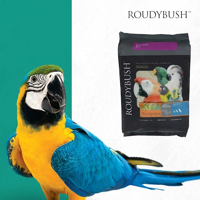 Roudybush Breeder Food for Breeding & Weaning Birds - Scientifically Formulated Bird Feed - Bird Food Pellets w/ Corn, Wheat, Soy & More - Nutritious & Healthy Feed for Birds (Nible, 25lb)