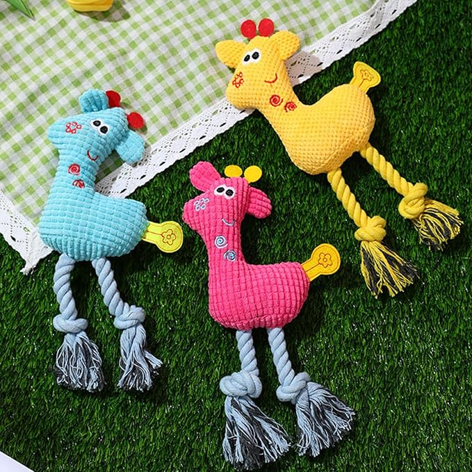 Dog Squeaky Toys for Small Dogs & Puppies – Durable Chewable Deer-Shaped Plush with Squeaker, No Stuffing, Interactive Puppy Teething Toys for Boredom Relief – Great Dog Birthday Gift