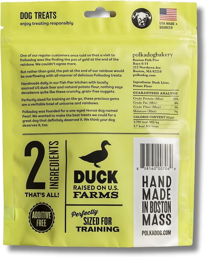 Polkadog Lucky Duck Crunchy Training Bits - All Natural, Limited Ingredient Grain Free Premium Training Treats for Dogs. Great for Allergies, Handcrafted in USA - 7oz (1pk)