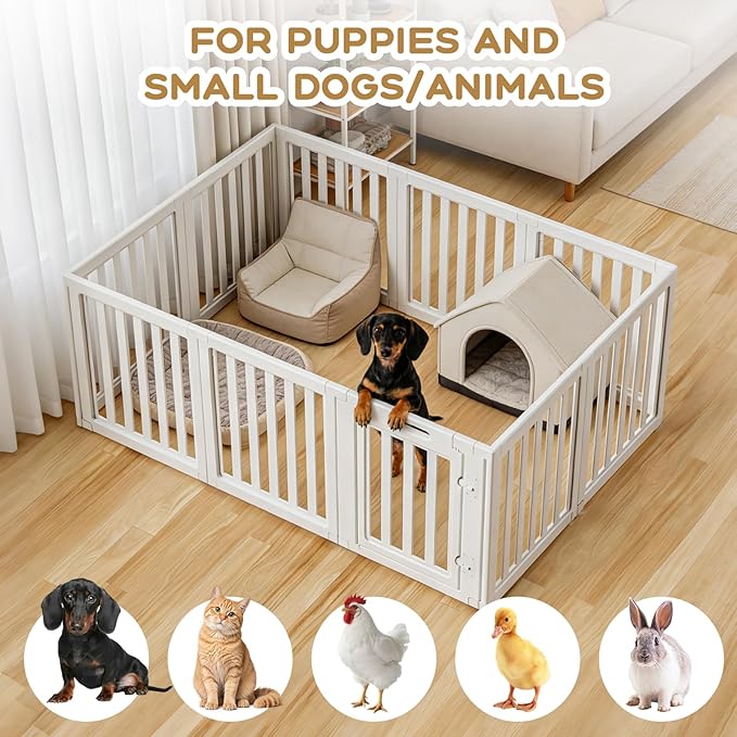 Dog Playpen, Clear Dog Pen, Dog Pen Indoor, Easy to Install and Remove Dog Play Pen, Puppy Playpen Suitable for Dogs, Cats,Dog Playpen Indoor (White, 30.3 inch Height, 10 Panels)
