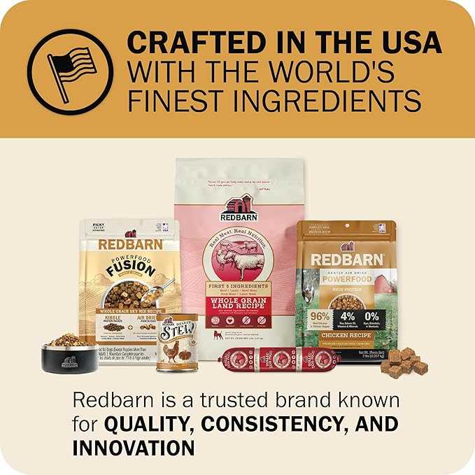 Redbarn Powerfood Fusion Air Dried Kibble Blend – Whole Grain Sky Chicken Recipe – Made in USA Dry Dog Food for All Lifestages with Superfoods, Prebiotics, Postbiotics - 20lb Bag