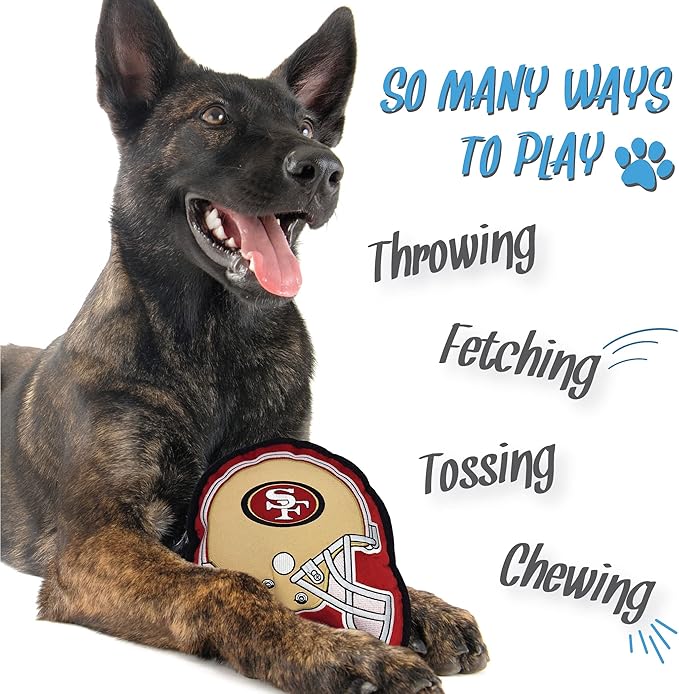 The 1st Ever Tough but Smooth Dog Toy NFL SAN Francisco 49ERS Football Helmet Tough Pet Toy. A Premium Quality Doggie Toy with Built-in Squeaker. Sports Fans Favorite Chew Toy