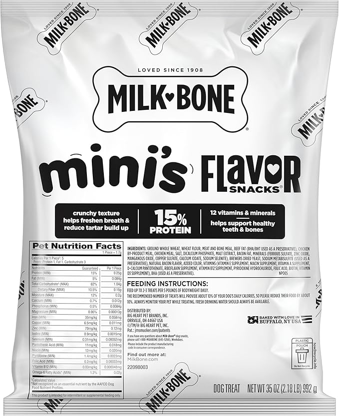 Milk-Bone Mini's Flavor Snacks Dog Treats, 35 Ounce Refill Packs (Pack of 2)
