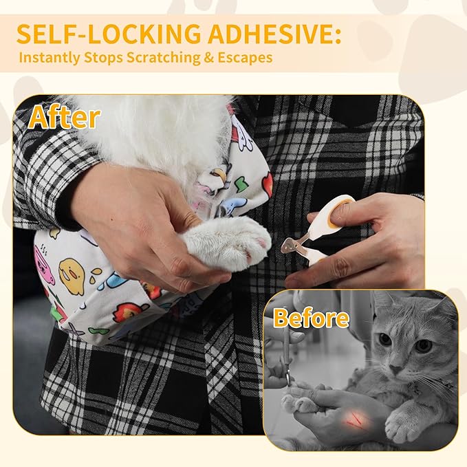 Cat Wrap, Soft and Comfortable Cat Wrap for Cutting Nails, Multifunctional Grooming Wrap for Stress-Free Nail Trimming, Yellow L-27.6inch (Within 11lbs)