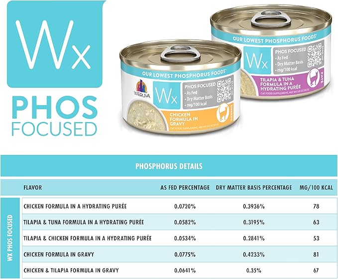 Weruva Wx Phos Focused, Chicken Formula in Gravy 3oz Can, Pack of 12
