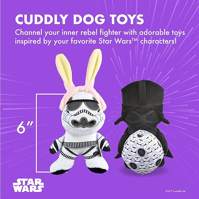 STAR WARS 2PC Easter 6" Stormtrooper & Darth Vader Squeaker Pet Toys |Set of Two Plush Squeaker Easter | Pair Toys for Dogs Easter Stuffed Darth Vader & Stormtrooper