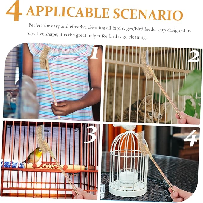 ERINGOGO 1Set Long Handle Bird Cage Brush Durable Cleaning Tool for Bird Cage Accessories for Easy and Efficient Cleaning of Every Corner