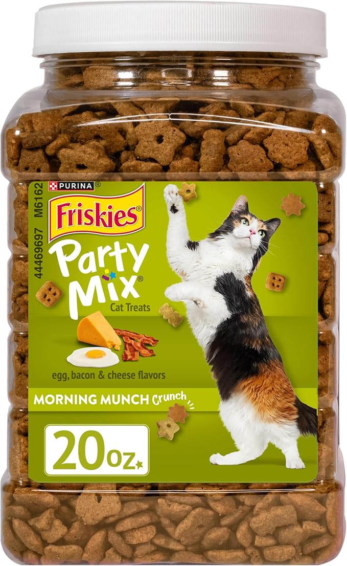 Purina Friskies Party Mix Morning Munch Crunch Egg, Bacon and Cheese Flavors Cat Treats - 20 oz Canister