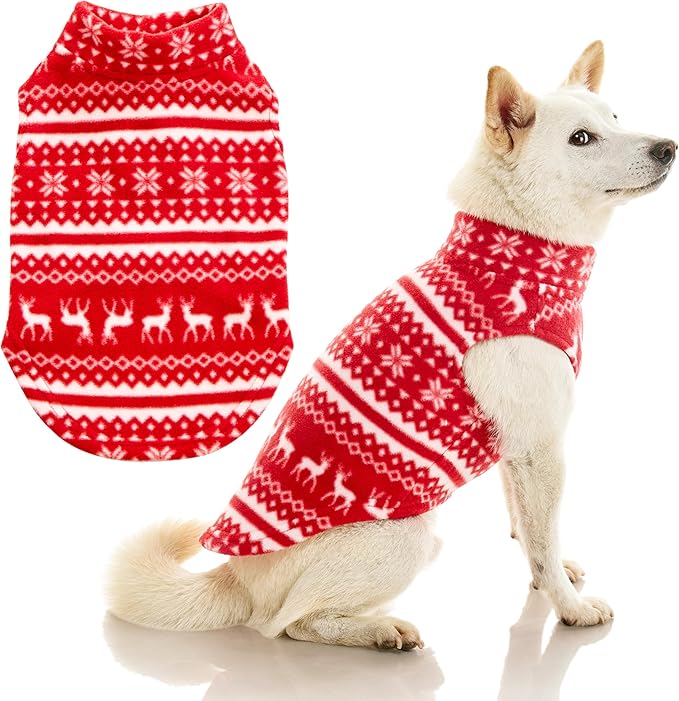 Gooby - Stretch Fleece Vest, Pullover Fleece Vest Jacket Sweater for Dogs, Reindeer Red, Large