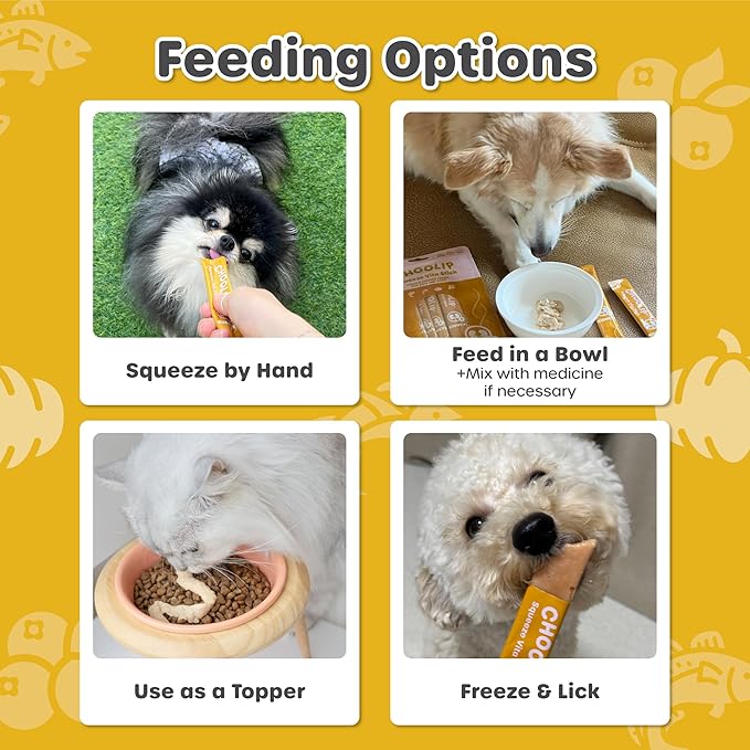 Choolip Squeeze Vita Stick Lickable Cat and Dog Treats, 49-Count Kidney Support Variety Pack, Tuna and Pollack with Pumpkin, Blueberry and Omega-3