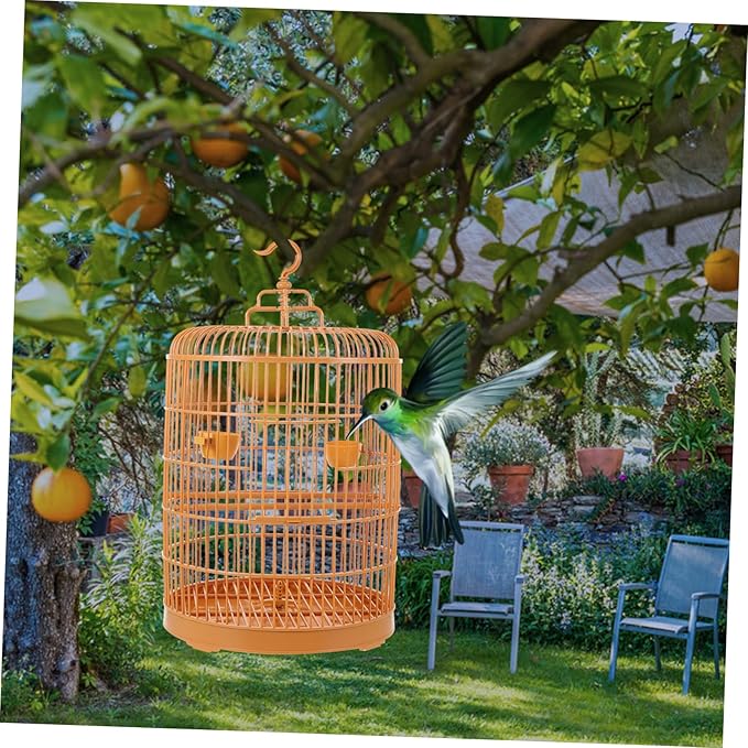 BESTonZON Hanging Bird Cage Plastic Small Animal House Multi Functional Round Design Durable Spacious for Parakeets Lovebirds Hamsters and Small Pets