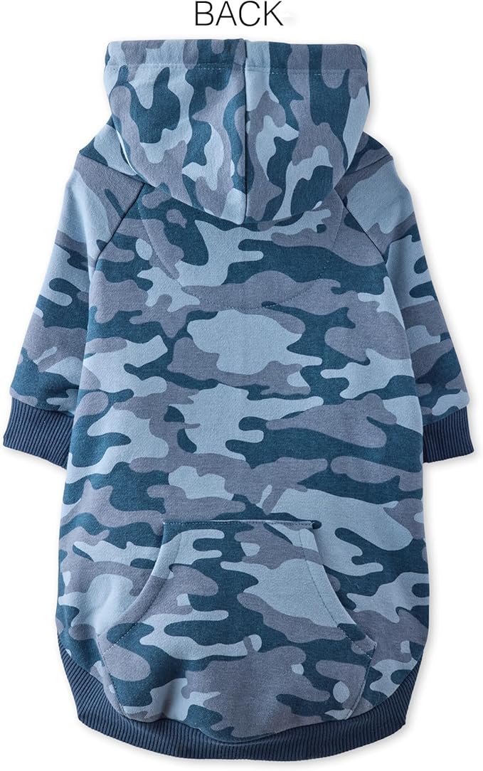 Pet Passion Rocky II - The Extra Comfy Hoodie, Organic Cotton and Recycled Poly Dog Hoodie Pet Coat Sweater for Small, Medium, Large Dogs, Navy Camo, X-Large