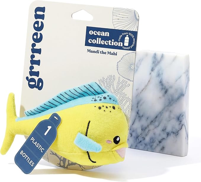 Dog Toys | Plush Mahi Mahi Stuffed Animal for Dogs | Eco Friendly Small Dog Toy