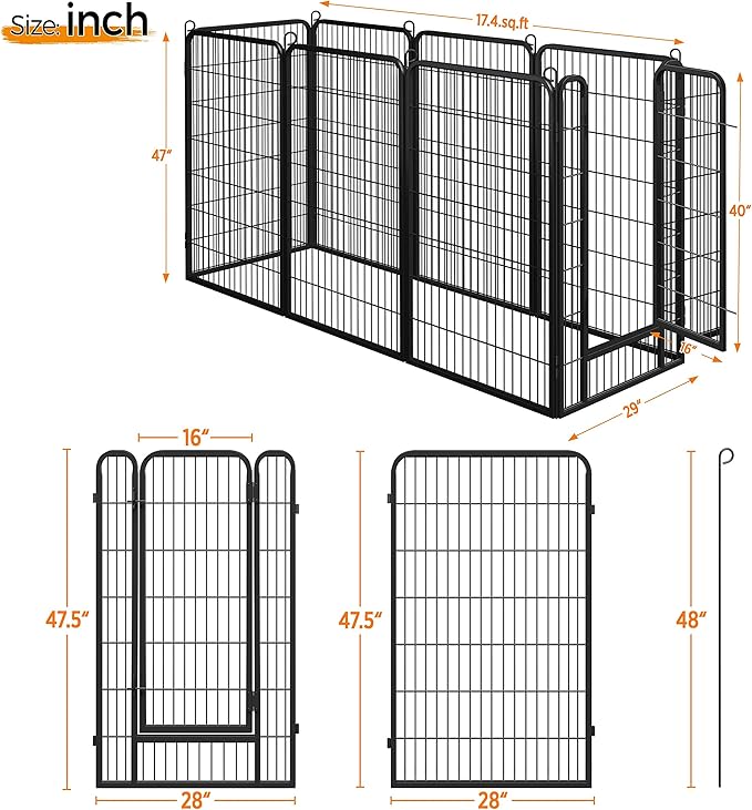 Topeakmart Dog Playpen Outdoor Puppy Exercise Pen Indoor Portable Pet Fence for Yard/RV Camping, 47 Inch 8 Panels