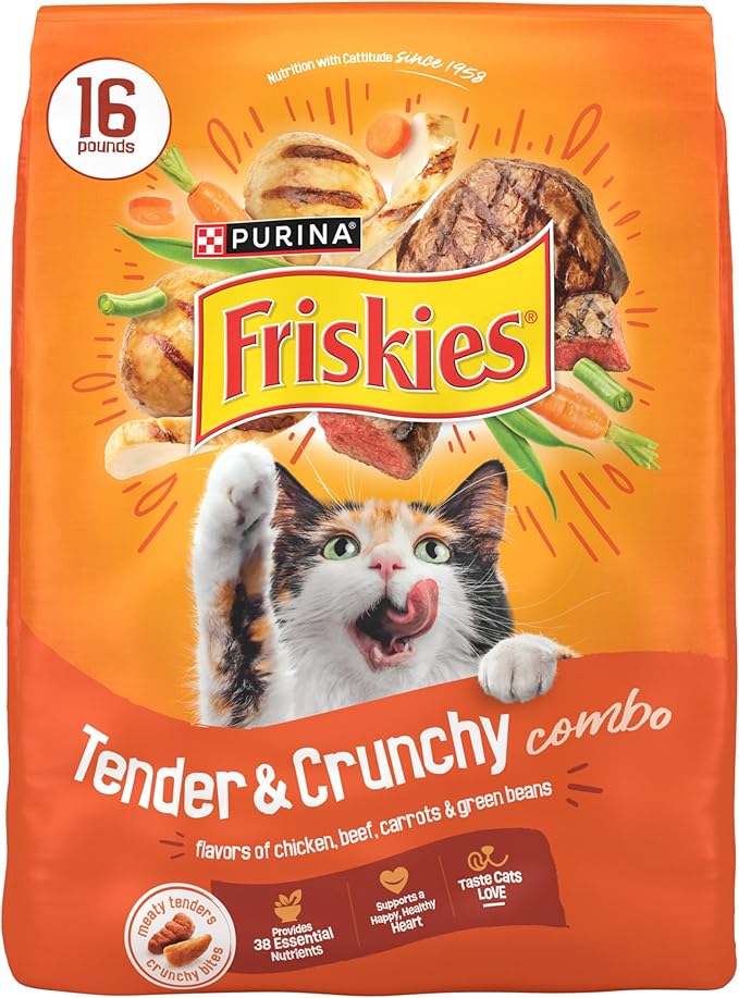 Purina Friskies Tender and Crunchy Combo with Flavors of Chicken, Beef, Carrots and Green Beans Dry and Tender Cat Food - 16 Lb. Bag (Packaging may vary)