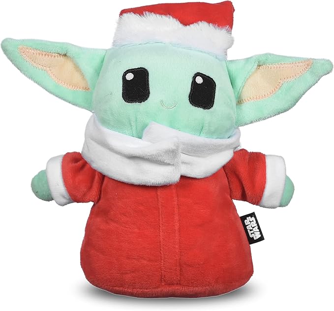 STAR WARS for Pets Dog Toy GROGU Santa Squeaky Dog Chew Toy | Soft Plush Dog Toy, Squeaky Dog Toy | Holiday Dog Toy Plush Toys, The Mandalorian The Child Toy | Small Dog Toy 6" (FF19322-22)