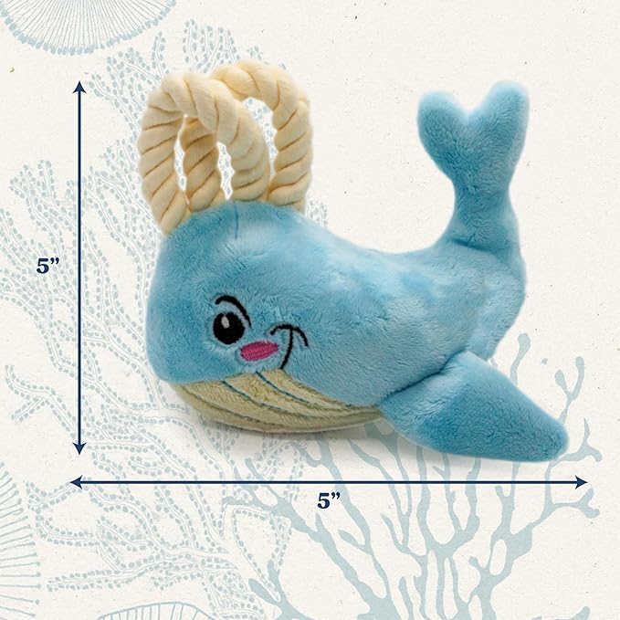 Dog Toys | Plush Whale Stuffed Animal for Dogs | Eco Friendly Small Dog Toy