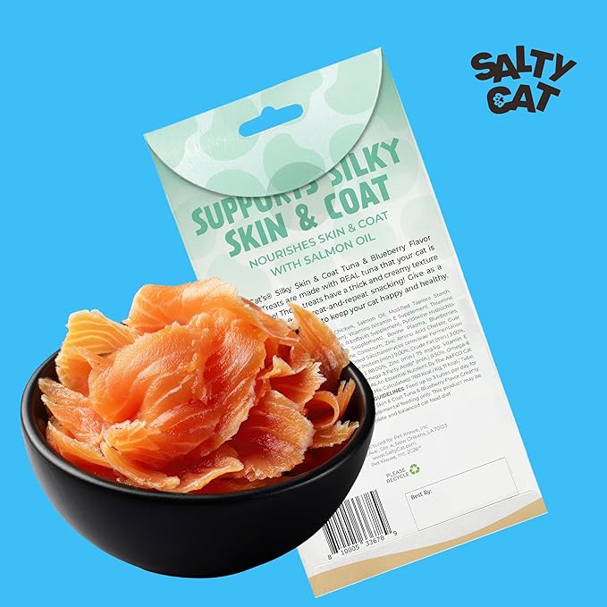 Salty Cat VitaCat Silky Skin & Coat Natural Tuna & Blueberry Functional Tube Treats for Cats (12 Pack)