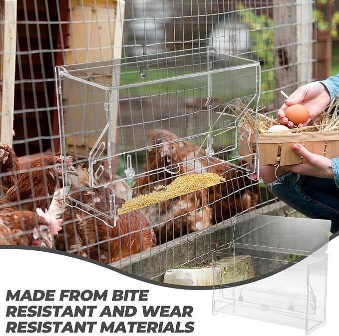 SEWACC Rutin Chicken Automatic Food Feeder Acrylic Medium Pet Food Holder Feeding Trough for Parrots and Small Birds Bird Cage Accessory