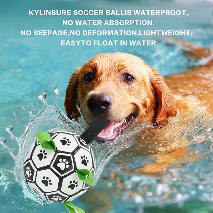 Dog Toys Balls, Dog Soccer Ball with Straps, Dog Birthday Gifts, Durable Balls for Small Medium Pet, Puppy Outdoor Toy, Pet Training Soccer Ball, World Cup Soccer (6 Inch)