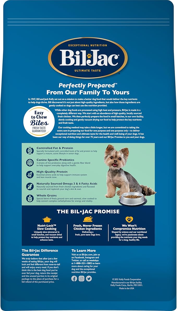 Bil-Jac Small Breed Senior Dry Dog Food | Chicken | Oatmeal & Yam Recipe | 6 lb