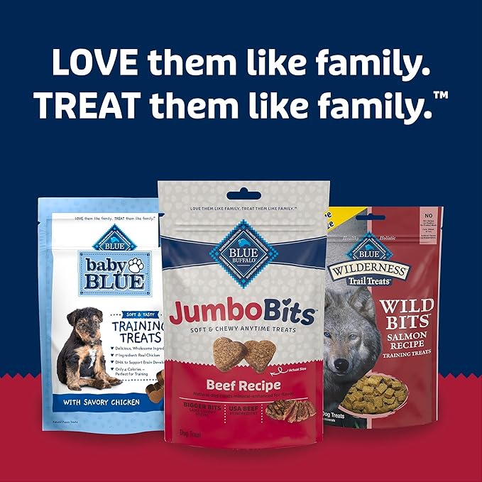 Blue Buffalo Jumbo Bits, Soft & Chewy Anytime Treats, Beef Recipe, Natural Dog Treats Mineral Enhanced for Flavor, 11 oz. Bag