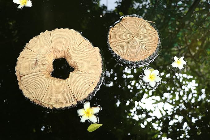 AQUA KT Aquatic Turtle Tree Trunk Round Freestanding Floating Dock Island Climbing Basking Platform Large Non Slip with Suction Cup, for Pond and Amphibian Reptile Terrarium Habitat