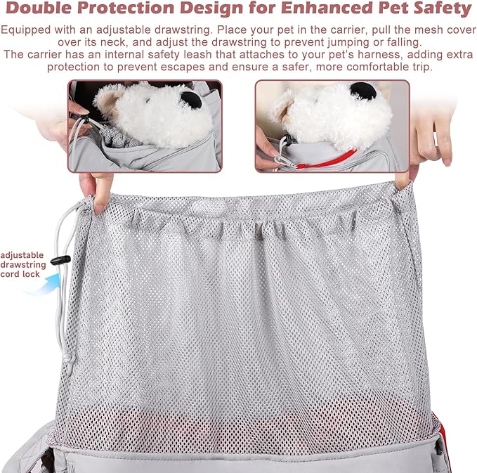 Dog Sling Carrier for Small Medium Dogs & Cats, Fits 7–18lbs, Soft Puffy Lightweight Pet Sling Carrier with Adjustable Padded Strap and Storage Pocket, Hands-Free for Travel, Hiking & Outdoor Grey