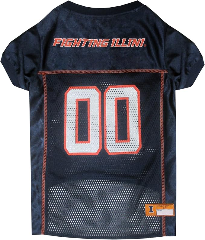 Pets First NCAA College Illinois Fighting Illini Mesh Jersey for DOGS & CATS, Large. Licensed Dog Jersey with your Favorite Football/Basketball College Team