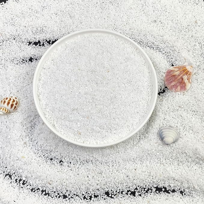 FANTIAN 20 lbs Aquarium White Sand, 0.8-2 mm Small Aquarium Gravel for Fish Tank. Decorative Sand for Aquarium, Paintings, Plants Potted, Fire Pits, Candle, Vase and Crafts