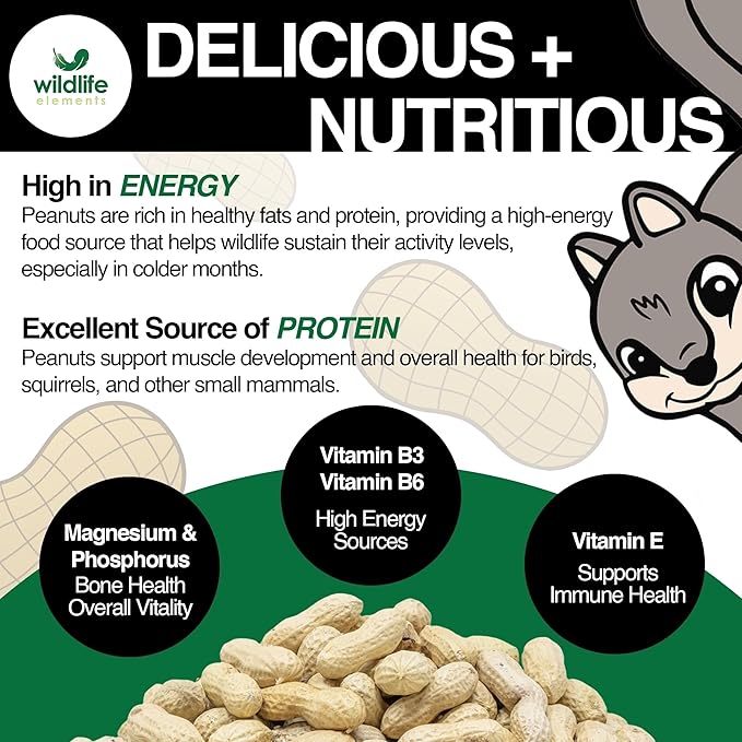 Wildlife Elements Peanut Party Unprocessed, Raw in-Shell Peanuts Wildlife Animal Food, 25lb - Rich in Protein, Healthy Fats, and Essential Nutrients for Birds, Squirrels and Waterfowl