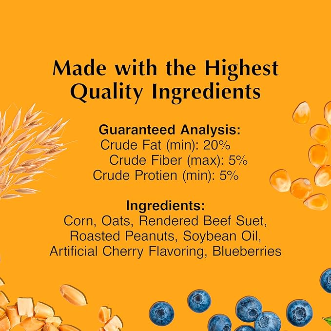 C&S Berry Delight No Melt Suet Dough, Suet Cakes for Wild Birds Including Robins, Blue Jays, Bluebirds, Tanagers, Thrushes and More, 11.75 Ounces, Pack of 8