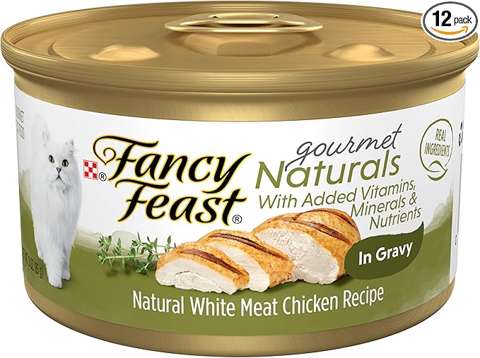 Purina Fancy Feast Wet Cat Food Gourmet Naturals White Meat Chicken Recipe in Wet Cat Food Gravy - (Pack of 12) 3 oz. Cans