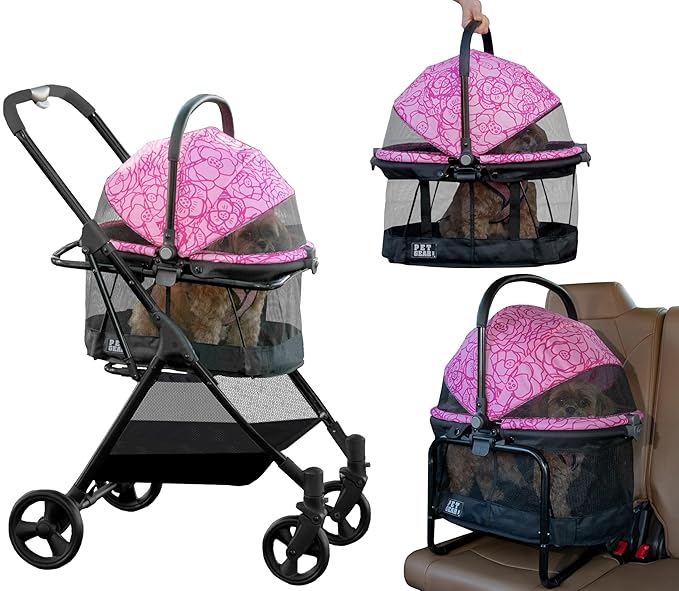 Pet Gear 3-in-1 Travel System, View 360 Stroller Converts to Carrier and Booster Seat with Easy Click N Go Technology, for Small Dogs & Cats, 4 Colors